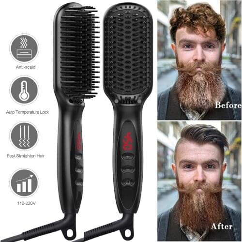 Professional Quick Beard Straightener for Men Hair Hot Comb Heated Beard Brush Hair Straightening Beauty Hair Styling Tools