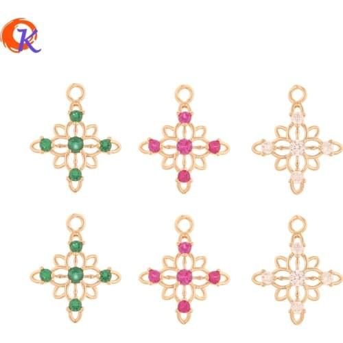 Cordial Design 50Pcs 14*17MM Jewelry Accessories/Pendant/DIY Earring Making/Flower Shape/Earrings Connectors/Hand Made/CZ Charms