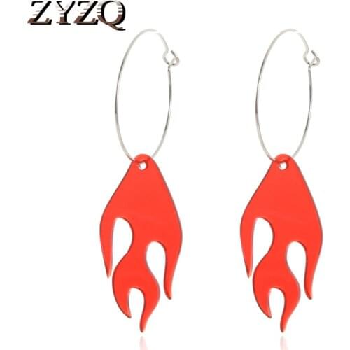 ZYZQ Creative Resin Flame Hoop Earring For Women Retro Transparent Acrylic Drop Earrings Female Party Jewelry Anniversary Gift