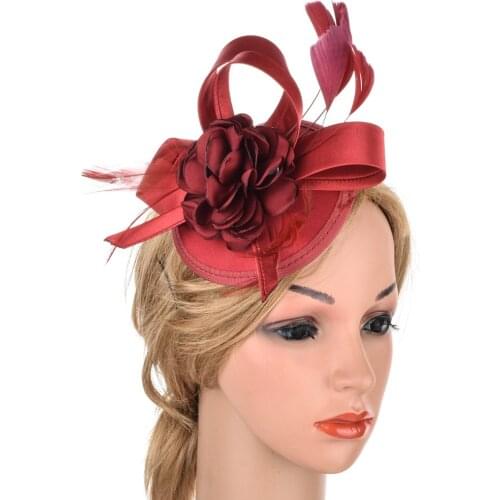 Women Women Elegant Feather Flower Top Hat Pillbox Cap Headband Hair Clip for Wedding Bridal Festival Party Banquet Hair