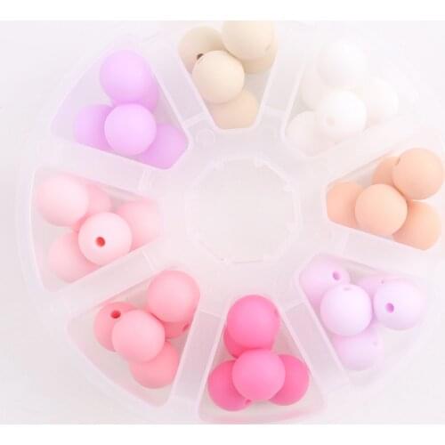 Bite Bites Can Choose Color Silicone Beads 12mm 40pc/set DIY Teething Necklace Bracelet BPA Free Silicone Baby Teether