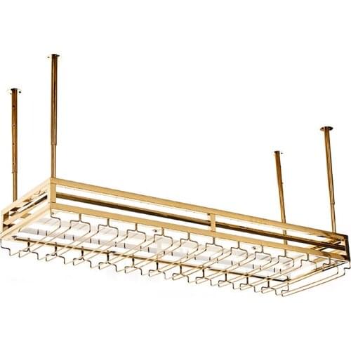 European Style Bar Red Wine Glass Rack Upside Down, Home Stainless Steel Wine Rack Hanging Ceiling Shelf, Creative High Foot Gla