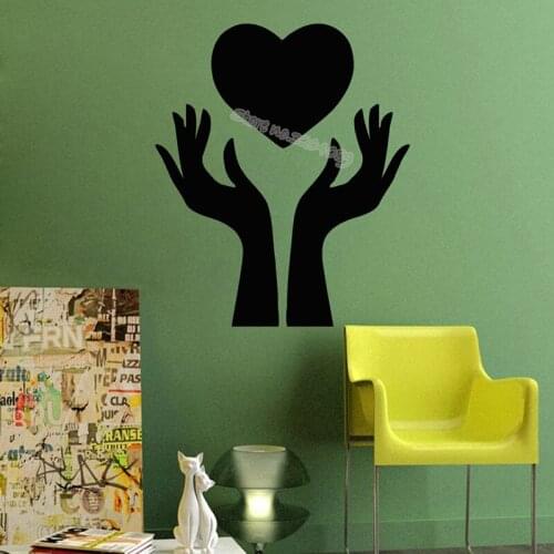 Heart In Woman Hands Wall Sticker Bedroom Romantic Heart Love Decals Interior Design home Decor Art Removable Vinyl Mural EA232
