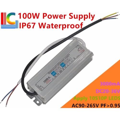 90W 100W IP67 Waterproof Power Supply 2.7A 3.0A 2700ma 3000ma LED Driver Adapter 110V 220V Lighting transformer for Floodlights