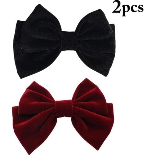 2pcs Bow Hair Clip Decorative Fashion Velvet Hair Barrette Bow Ponytail Women Elegant Headwear Hairpins Hair Accessories