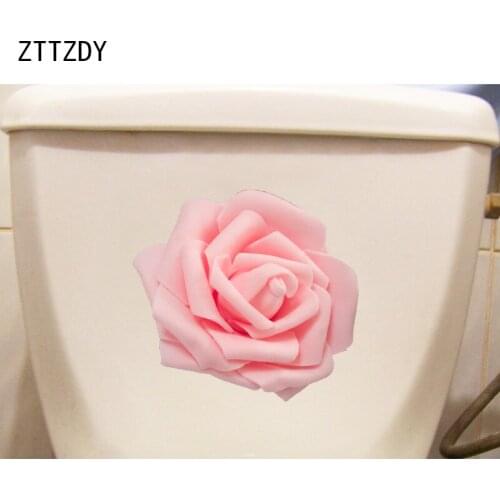 ZTTZDY 22.2*20.4CM Pink Flowers Fashion Bathroom Toilet Seat Stickers Home Wall Decor T2-0445