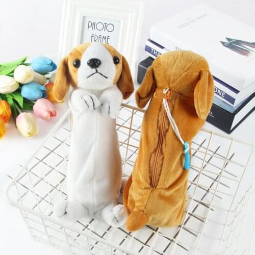 1Pcs Kawaii Pencil Case Plush toy pet dog School Pencil Box Pencilcase Pencil Bag School Supplies Stationery
