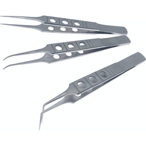 1pcs Micros Stainless Steel 11CM Dovetailed Straight/bend Head Tweezers Platforms Ophthalmic Forceps