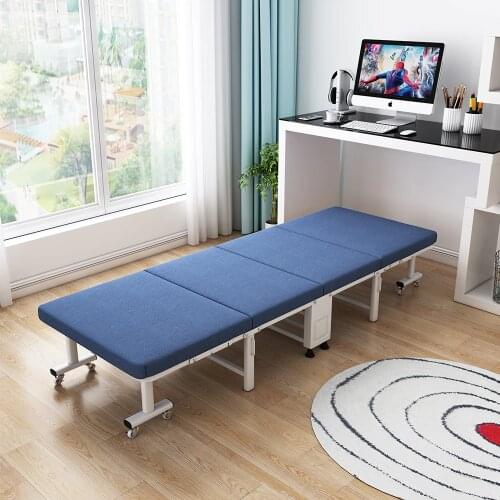 190*80Cm Folding Single Bed Foldable Bed Adult Rest Portable Office Lunch Break Siesta Bed Easy to carry with wheels