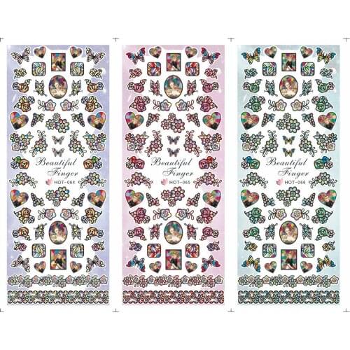 3PCS/LOT NAIL ART TATTOOS STICKER WATER SLIDER DECAL FULL COVER BUTTERFLY HEART FRAME FLORID LACE GRAPE COREOPSIS HOT64-66