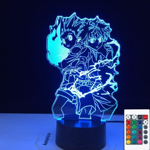 Gon and Killua Figure 3D Night Light Anime Hunter X Hunter Nightlight for Kid Bedroom Decor Lighting Child Gift Lamp Bedside