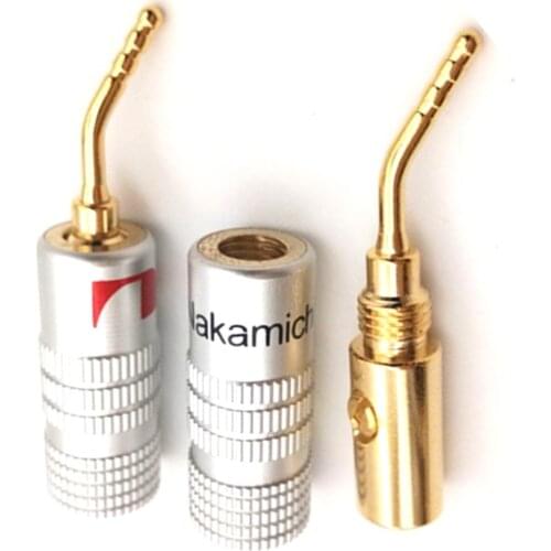 2mm Banana Plug 4Pcs Nakamichi Gold Plated Speaker Cable Pin Angel Wire Screws Lock Connector For Musical HiFi Audio