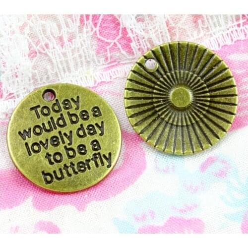 40Pcs/Lot 20MM Antique Bronze Color Word Plate Charms Pendant Diy Jewelry Accessories