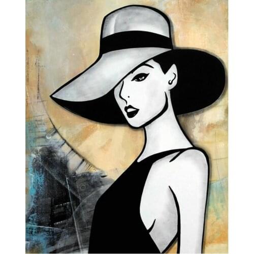 DIY 5D Diamond painting cross-stitch Hat woman needlework full square rhinestones diamond mosaic unfinished diamond embroidery