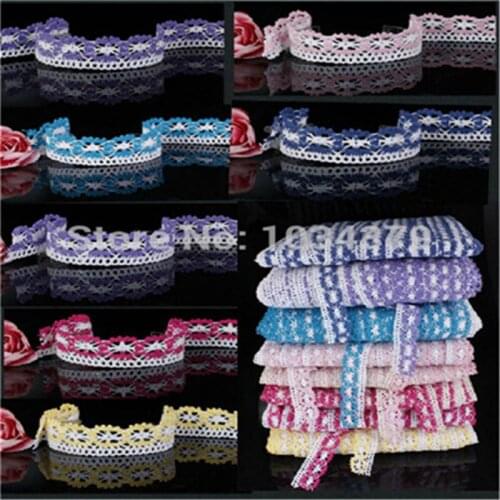 7Colors 20Yards (10yards in 1 Color) Mixed Cotton Lace Trim 2.5mm for Sewing DIY Patchwork Craf LC0009