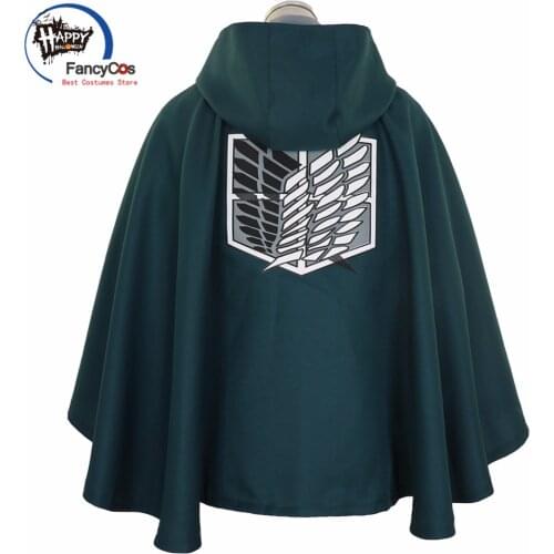 Anime Attack on Titan Survey Corps Black Cape Robes Cloak Shingeki No Kyojin Jacket Eren Jaeger Cosplay Costume Halloween