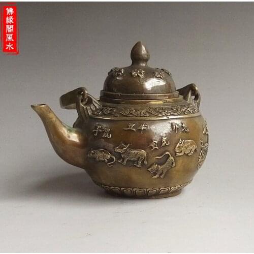 Antique bronze copper brass ornaments crafts twelve copper brass crafts studio ornaments Zodiac tea