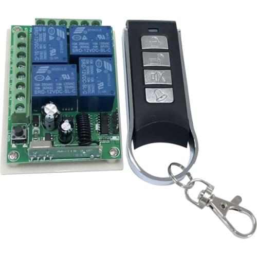 Smart Home Wireless Switch - Remote Control, Automation Relay Module- for Light, Garage, Door Opener DC 12v, Black