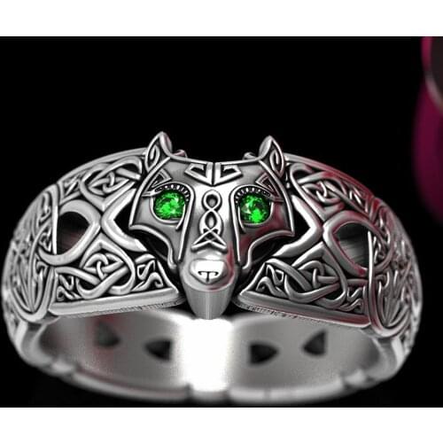 Bohemian Vintage Zircon Wolf Rings for Men Women Popular Fashion Male Engagement Retro Hip Hop Rock Culture Animal Ring Jewelry