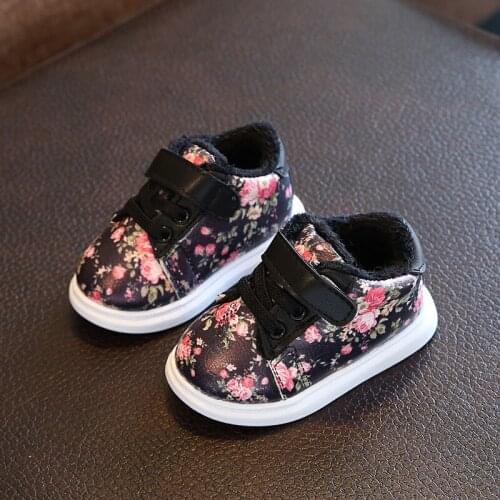 Winter Kids Snow Boots Girls Small Floral Shoes Baby Toddler Boots Children Warm Soft Boots Pu Leather Waterproof Boot B476