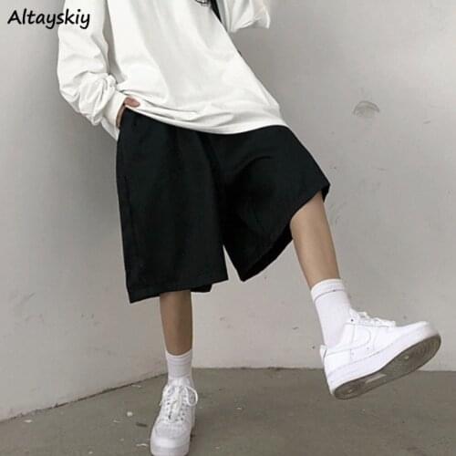 Pants Women Knee-length Baggy Wide Legs Pockets Japanese Style Leisure Streetwear Students Ins Drawstring Summer Simple Fashion