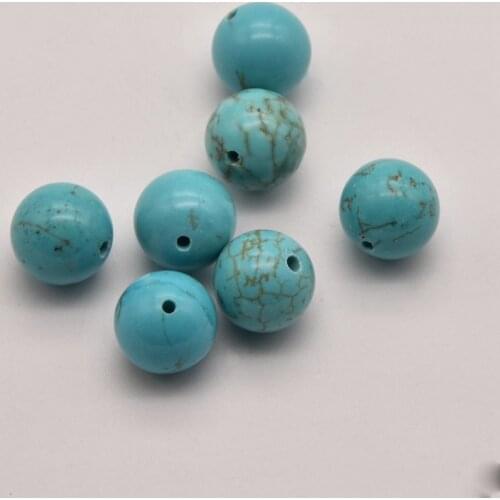 35 Pcs/Lot 10mm Natural Stone Handmade Blue Round Turquoise Loose Beads Jewelry Components Korean Accessories Wholesale JA0354