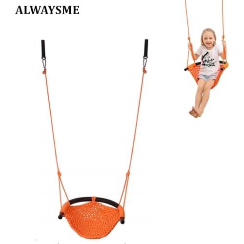 JayCreer Kids Swing, Swing Seat for Kids with Adjustable Ropes, Hand-kitting Rope Swing Seat Great for Tree, Indoor, Playground