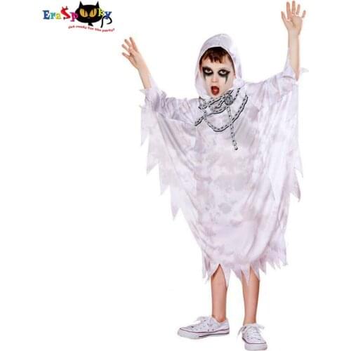 Eraspooky Kids Horror Ghost Cosplay Hell Hunter Hooded Robe Devil Halloween Costume for Children Party Fancy Dress
