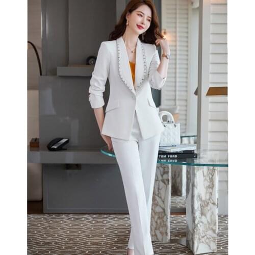 Elegant and High-quality Office Suit Pants 2-piece Set Autumn and Winter New Ladies Plus Size Professional Suit Sales Overalls