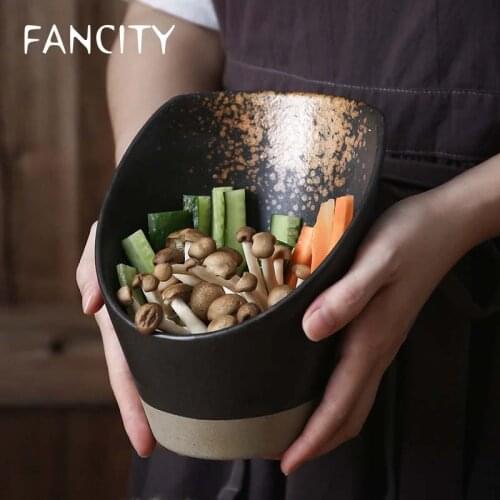 FANCITY Nordic Art Ceramic Skewer Bucket Seasoning Vegetable Bowl Minimalist Restaurant Hot Pot Shop Sauce Fruit Bowl Kitchen Ta