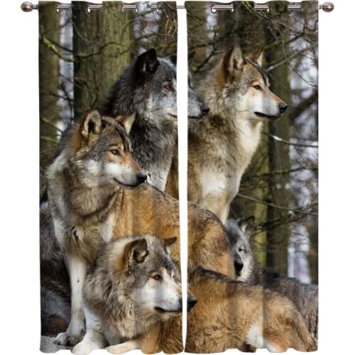 Wolf Forest Animal Curtains for Room Window Curtain Kids Drapes for Bedroom Living Room Window Treatment