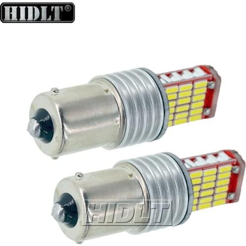 HIDLT 2PCS High Bright 1156 BA15S LED Bulbs 45pcs 4014SMD 1200LM Replace Car LED Turn Signal Reverse Brake Light DC 12V White