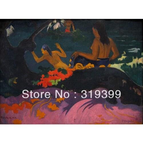 Oil Painting Reproduction on Linen cavas,Fatata te Miti(By the Sea),100% handmade,paul gauguin oil painting