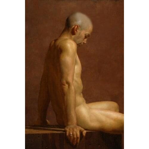 100%Handmade Oil Painting Hand-painted Original Oil painting art Portrait male nude boy on Canvas 24"X36"