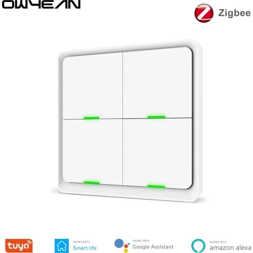 4 Gang Tuya ZigBee Wireless 12 Scene Switch Push Button Controller Battery Powered Automation Scenario for Tuya Devices