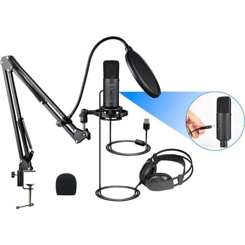 Computer USB microphone set for recording gaming YouTube video podcasting singing voice works