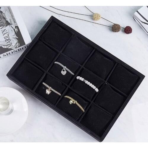 Watch Jewelry Tray Organizer Bracelet Display Showcase 12 Grid Pillows Without Lid Tray Jewelry Storage Holder Gifts Dropship