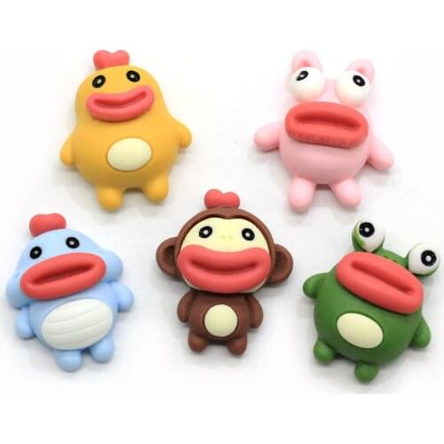 Cute Cartoon Animal Flatback Resin Cabochon Cute Big Mouth Animal DollHouse for Scrapbooking Embellishments Hair Bows