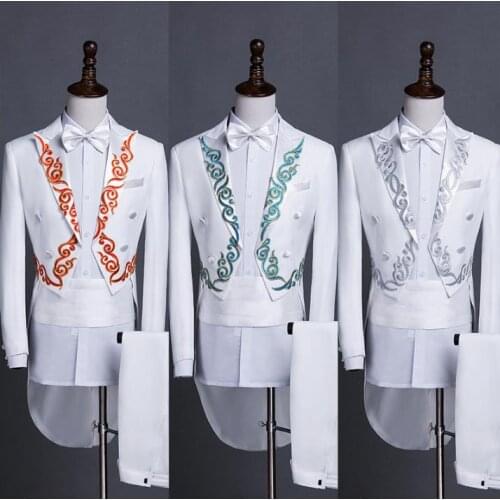 Men tuxedo suits designs masculino stage costumes for singers men sequin blazer dance embroidery clothes jacket star style dress