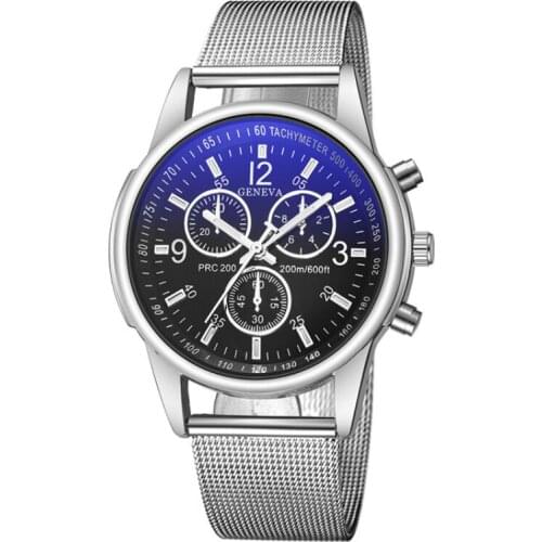 Hot Men Stainless Steel Mesh Bracelet Wrist Watch Hodinky Male High Quality 3 Eyes Business Quartz Watch Gift Clock reloj hombre