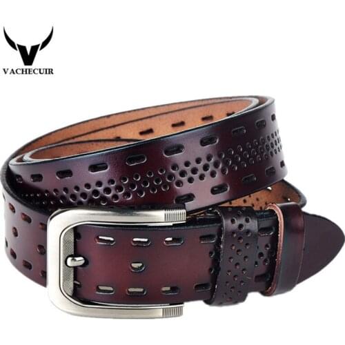 VACHECUIR Ceinture 2017 belts for men fashion hollow mens belts luxury good quality buckle genuine leather belt cinturones mujer
