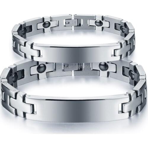 N8403 Couple Lovers Jewelry Stainless Steel Promise Cross Link Chain ID Bracelet Womens Mens Fashion New Jewelry