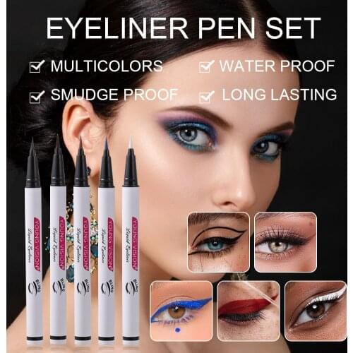 Eyeliner Pen Set Quick Drying Liquid Eyeliner 5 Colors Waterproof Long Lasting Eye Liner Makeup Easy Removal