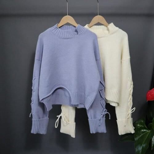 2020New Autumn Winter Korean Version Thick Irregular Women Sweater Fashion Long Sleeve o Neck All-match Female knitting Pullover