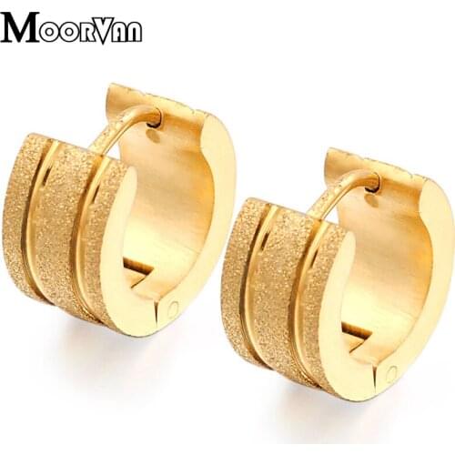 Moorvan 2017 New Arrival Unisex Earring Popular Cool Gold color Earring Stainless Steel 13mm*7mm Fashion jewelry VE339