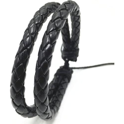 New Handmade New Punk 2 Layer PU Leather Men Bracelets For Women Jewelry Accessories Wholesale