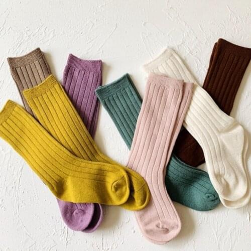 New Spanish childrens stockings Morandi color boys and girls socks hand-made boneless socks infant knee high socks popsocket