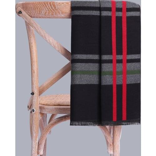 New European Classic Stripe Lattice Mens Scarf in Autumn Winter of 2019,Cashmere-like Double-sided Warm Business Scarf for Male