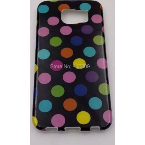 Drop Shiping Black with White Dots Soft Polka Dots Soft TPU Pouch Cover Case for Samsung Galaxy S6 G9200 Cellphone Bags