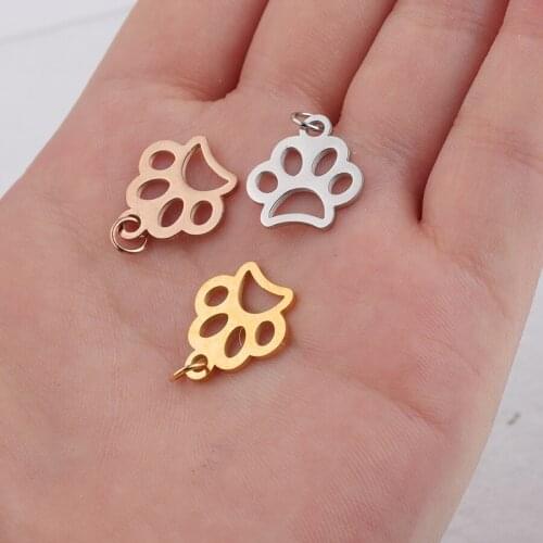 5pcs/lot Stainless Steel Charm Pendant Diy Jewelry Making Bear Dog Pet Paw Charms Jewelry Findings Making Accessories Handmade
